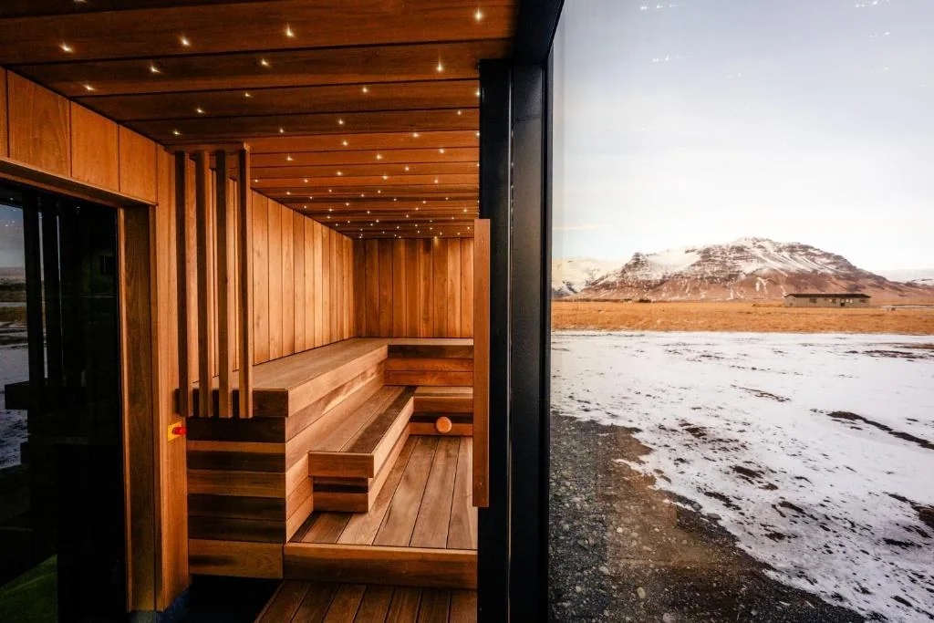 Sauna UMI Spa með útsýni yfir vetrarlandslag